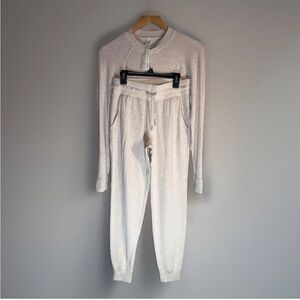 NEW Lululemon warm down crew modal sweater & joggers set 4 fleece Heathered  set